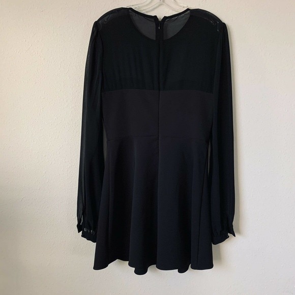 Privacy Please Newport Mini Black Fit Flare Sheer Long Sleeve Dress - Picture 7 of 7